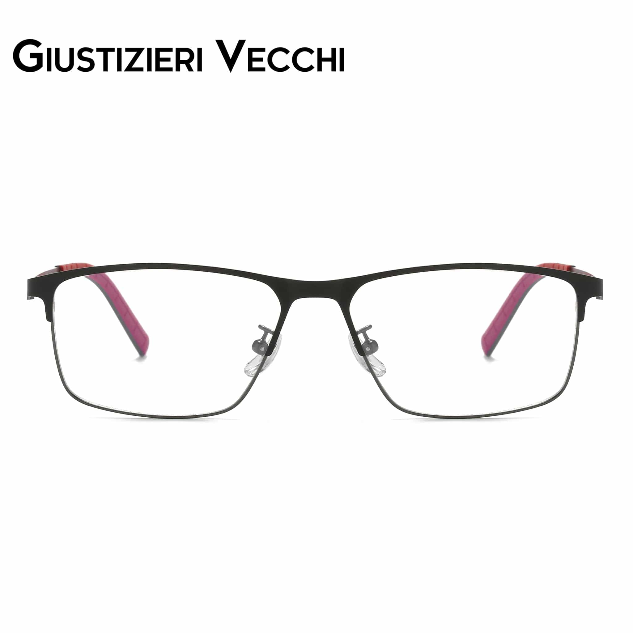 GIUSTIZIERI VECCHI Eyeglasses Large / Black with Red Sunburst Tre